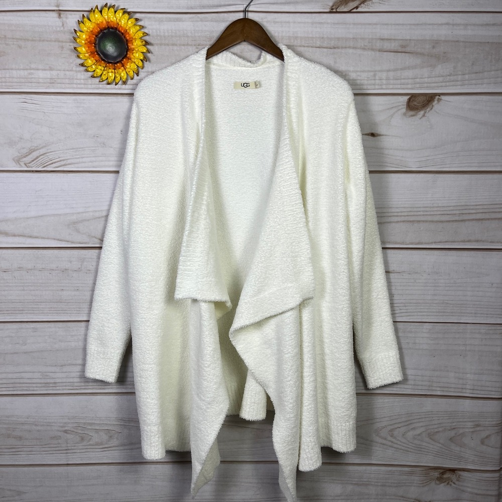 UGG White Open Robe Cozy Lounge Cardigan Phoebe Sherpa Chenille Women's S Robe